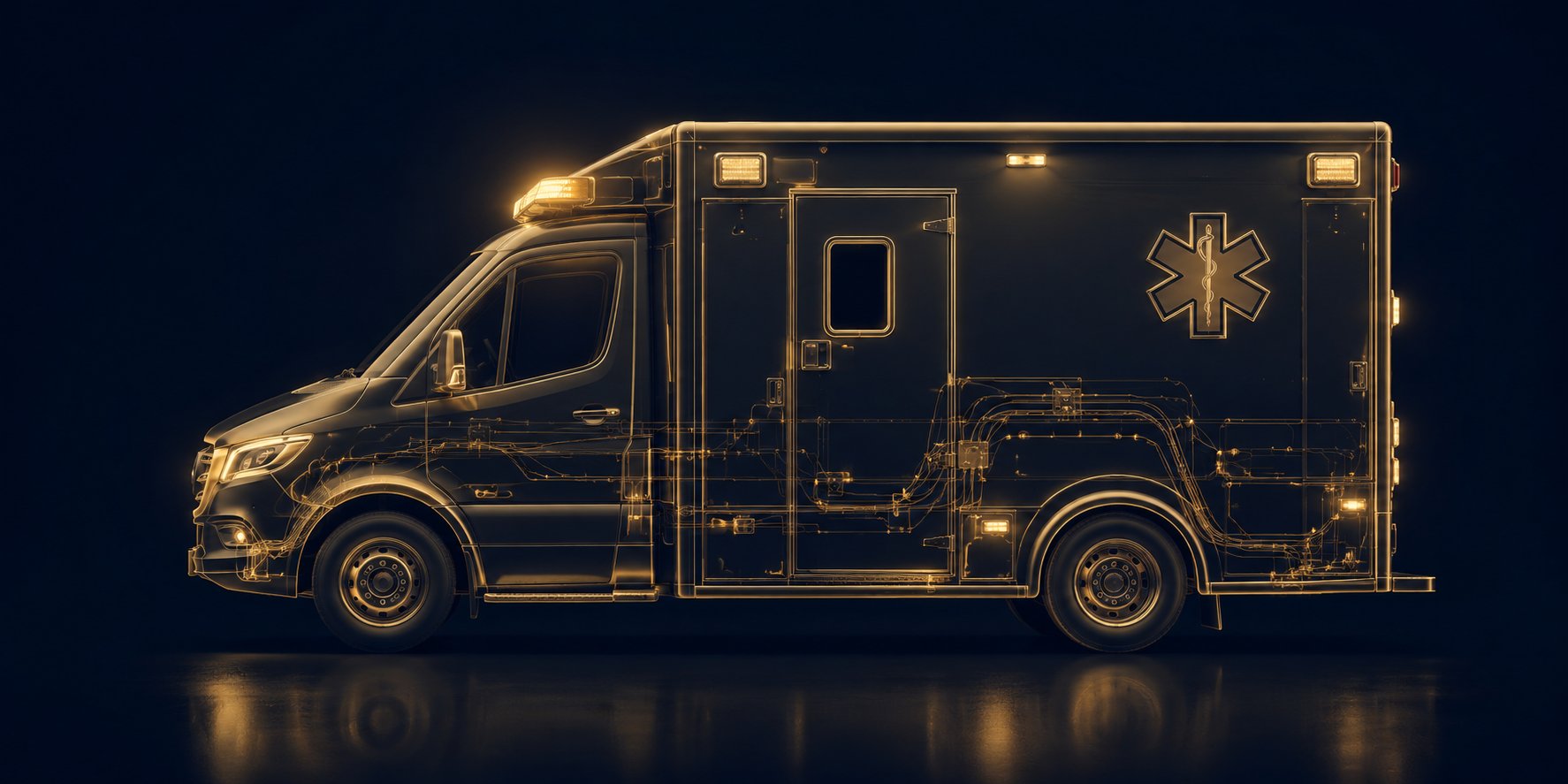 Sonderwagen / Rettungsfahrzeug — Wireframe-Illustration