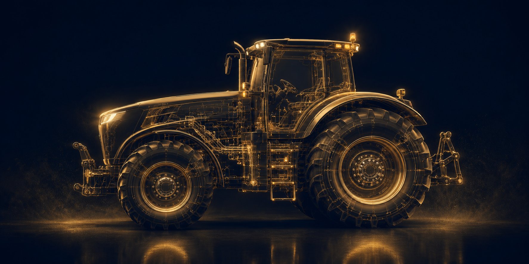 Traktor / Agrarfahrzeug — Wireframe-Illustration